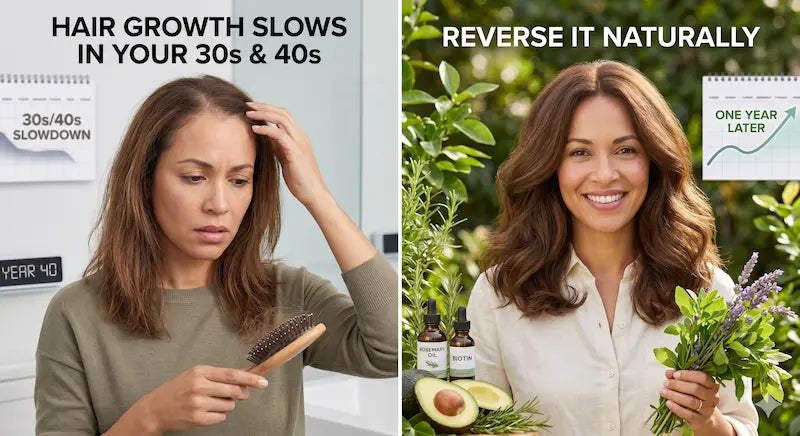 Why Your Hair Growth Slows in Your 30s and 40s — And How to Reverse It Naturally.