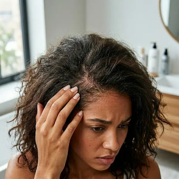 image showing a woman worried about her slowly growing hair