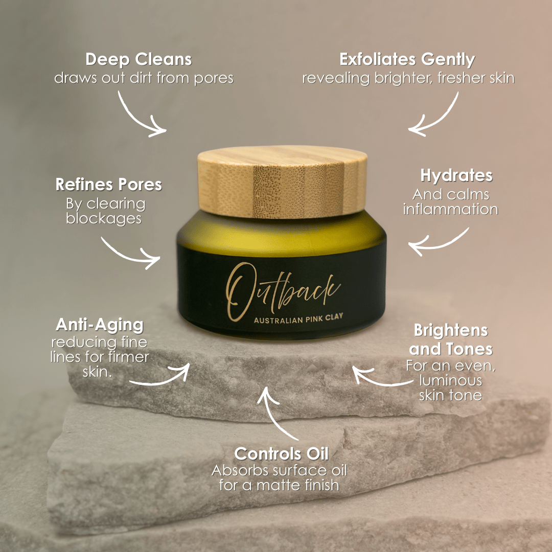 Outback Pink Clay Mask by Tasic Pure Oils - Australian pink clay powder with chamomile coconut milk and calendula